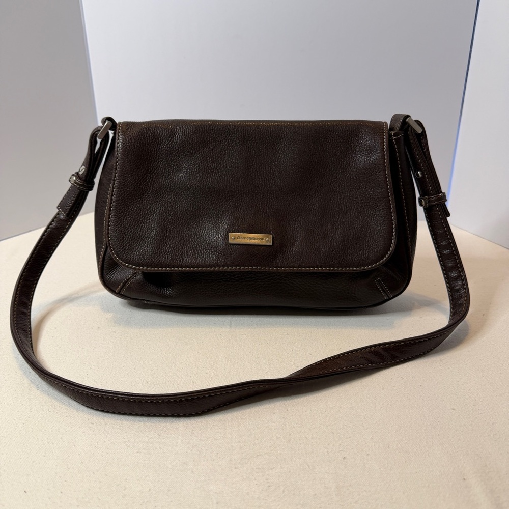 Liz Claiborne Dark Brown Leather Shoulder Bag Purse